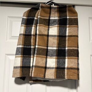 Plaid Wool Skirt in Brown and Black